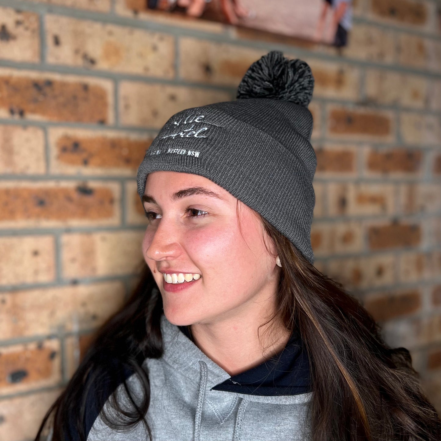 Grey Pom Pom Beanie