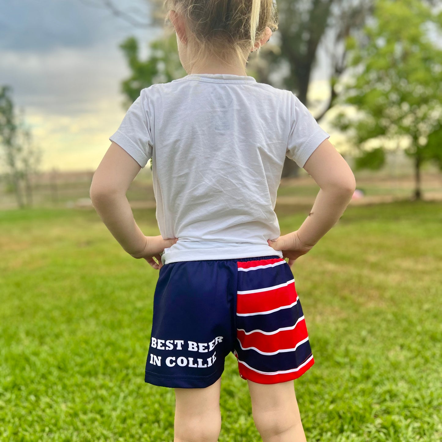 Kids Navy and Red Stripe Shorts