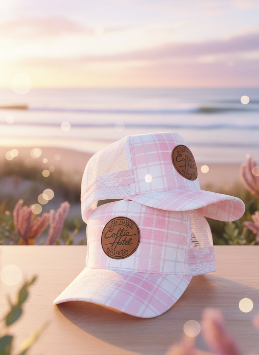 Collie Hotel "PINK PLAID PERFECTION" Truckers Cap