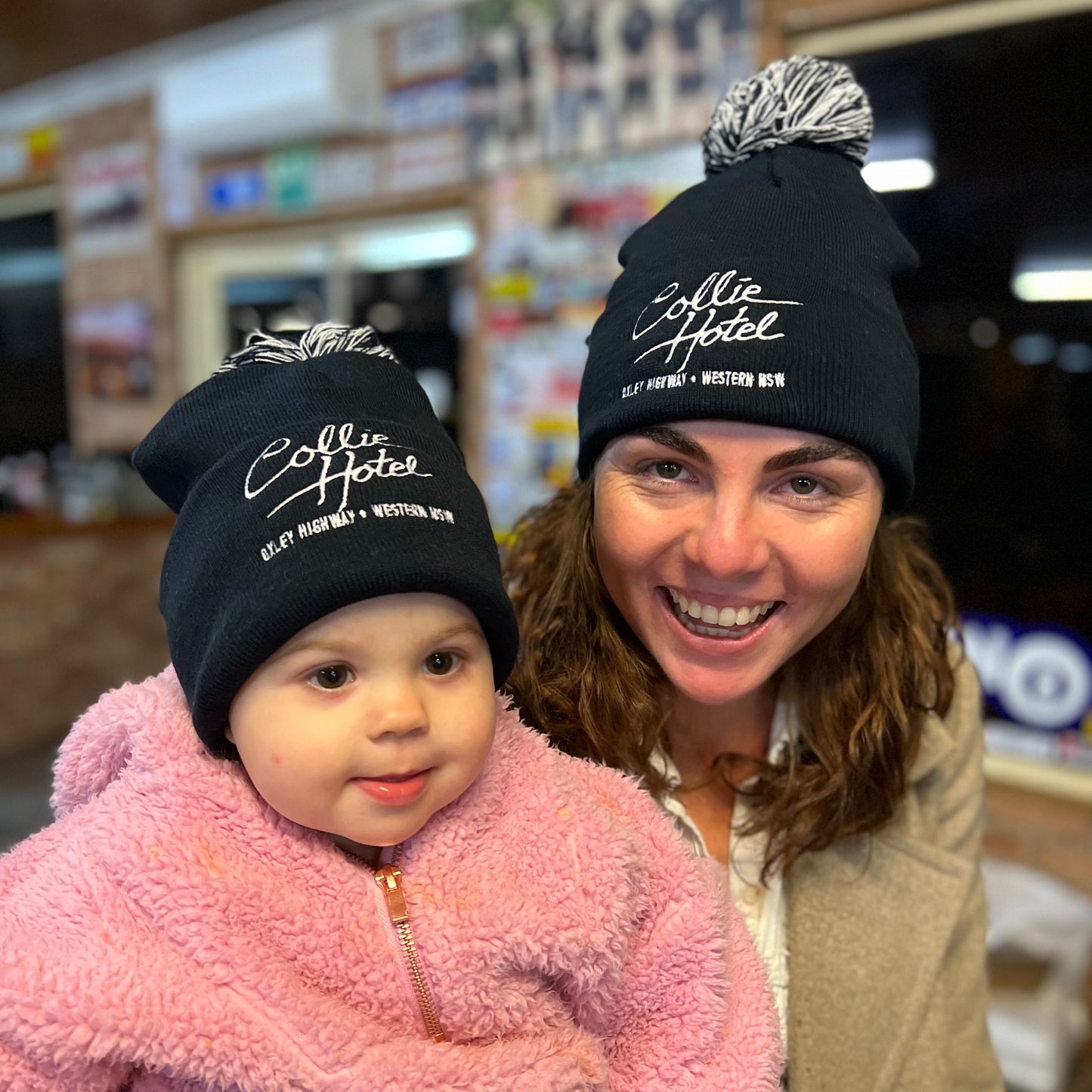 Navy Pom Pom Beanie