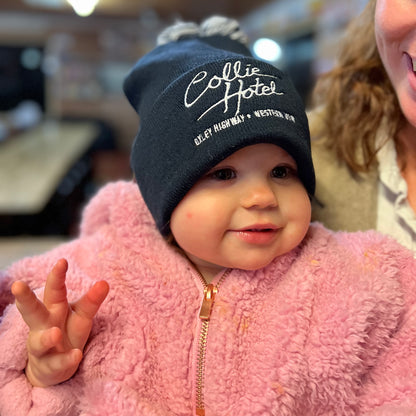 Navy Pom Pom Beanie